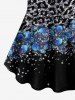 Plus Size Leopard Sea Wave Sparkling Sequin Glitter 3D Print T-shirt -  