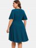 Plus Size Chain Panel Ruched Layered Lettuce Trim Surpliced Dress -  