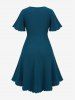 Plus Size Chain Panel Ruched Layered Lettuce Trim Surpliced Dress -  