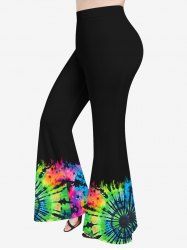Pantalon Evasé Teinté Imprimé de Grande Taille - Noir M
