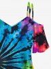Plus Size Tie Dye Print Cold Shoulder T-shirt -  
