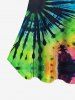 Plus Size Tie Dye Print Cold Shoulder T-shirt -  