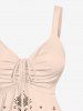 Plus Size Vintage Floral Graphic Striped Paisley Print Cinched Backless Tank Top -  