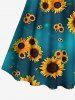 Fashion Ombre Galaxy Sunflower Print Twist Backless Halter Tankini Top -  