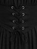 T-shirt asymétrique froncé à épaules dénudées et œillets grande taille, gilet chiné à lacets - Noir 5x | US 30-32