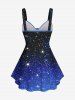 Plus Size Galaxy Stars Ombre Print Cinched Tank Top -  