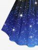 Plus Size Galaxy Stars Ombre Print Cinched Tank Top -  