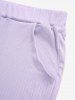 Plus Size Hollow Out Lace Trim Textured Ribbed Pockets Capri Leggings -  