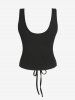 Plus Size Ruched Off Shoulder  Asymmetrical Tee With Grommets Lace Up Marled Waistcoat -  
