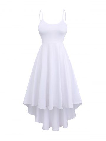 Robe Ligne A à Bretelle Ajustable Haute Basse sans Dos de Grande Taille (à Epaule) - WHITE - 6X