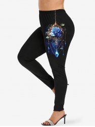 Plus Size Rose Flower Chains Diamond Tassel 3D Print Leggings -  