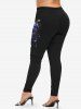 Plus Size Rose Flower Chains Diamond Tassel 3D Print Leggings -  