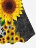 Plus Size Colorblock Sunflower Print Lace Back Tank Top -  