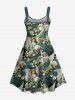 Plus Size Renaissance Angel Flower Wings Print Backless A Line Tank Dress -  