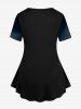 T-shirt Renaissance grande taille à imprimé floral, ailes d'ange, cœur, dégradé de couleurs - Noir M