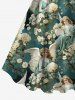 Plus Size Renaissance Angel Flower Wings Print Backless A Line Tank Dress -  