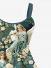 Plus Size Renaissance Angel Flower Wings Print Backless A Line Tank Dress -  