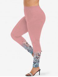 Plus Size Glitter Sparkling Rhinestone Butterfly Print Ombre Skinny Leggings -  