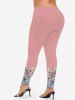 Plus Size Glitter Sparkling Rhinestone Butterfly Print Ombre Skinny Leggings -  