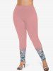 Plus Size Glitter Sparkling Rhinestone Butterfly Print Ombre Skinny Leggings -  