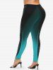 Plus Size Glitter Sparkling Stars Galaxy Light Beam Print Ombre Skinny Leggings -  