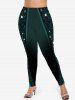 Plus Size Glitter Sparkling Stars Galaxy Light Beam Print Ombre Skinny Leggings -  