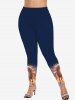 Plus Size Glitter Sunset Cloud Sea Unicorn Print Ombre Skinny Leggings -  