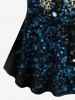 Sparkling Sequin Glitter 3D Printed T-shirt and Leggings Plus Size Matching Set -  