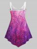 Plus Size Curve Ethnic Floral Galaxy Print Tassel Asymmetric Tank Top -  