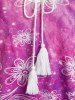 Plus Size Curve Ethnic Floral Galaxy Print Tassel Asymmetric Tank Top -  