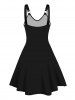 Galaxy Floral Flame Print V Neck O Ring Dress -  