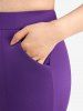 Plus Size Braided Hollow Out Pockets Capri Leggings -  