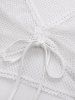 Plus Size Flower Leaf Scarf Print Ruched Cami Top And Cinched Lace Trim Fishnet Crop Top Blouse Set -  