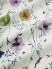 Plus Size Watercolor Flower Print Ruched Rivet Trim Buckle Chiffon Asymmetrical Tank Dress -  