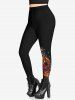 Gothic Colorful Fire Guitar Galaxy Print Skinny Leggings -  