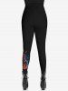 Gothic Colorful Fire Guitar Galaxy Print Skinny Leggings -  