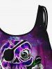T-shirt Mouchoir Ombré à Imprimé Crâne de Pirate et Galaxie (Réglable) - Noir XS