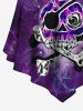 T-shirt Mouchoir Ombré à Imprimé Crâne de Pirate et Galaxie (Réglable) - Noir XS