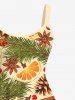 Hawaii Plus Size Orange Pine Nuts Needles Fruit Cinnamon Anise Print Tank Dress -  