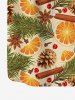 Hawaii Plus Size Vacation Style Orange Fruit Pine Nuts Needles Cinnamon Print Buttons Beach Shirt For Men -  