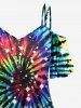 Plus Size Tie Dye Galaxy Star Glitter 3D Print Cold Shoulder T-shirt -  