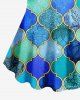 Plus Size Cool Jade Decorative Moroccan Pattern Bird Butterfly Floral  Print T-shirt -  
