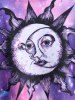 Maillot de Bain Tankini Superposé Fendu Lune Soleil et Galaxie Imprimés de Grande Taille (Sans Dos - Pourpre  1X | US 14-16