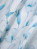 Plus Size Flower Leaf Print Twist Lace Trim Ruffles 2 In 1 Blouse -  