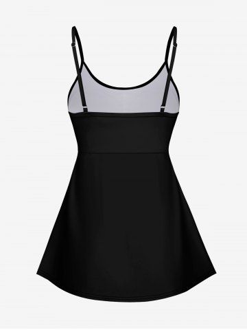 Fashion Colorful Skull Coconut Tree Patriotic American Flag Print Boyleg Tankini Swimsuit (Adjustable Shoulder Strap)