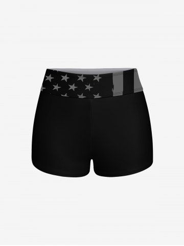 Fashion Colorful Skull Coconut Tree Patriotic American Flag Print Boyleg Tankini Swimsuit (Adjustable Shoulder Strap)