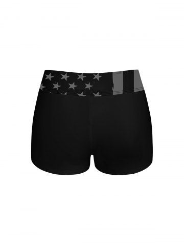 Fashion Colorful Skull Coconut Tree Patriotic American Flag Print Boyleg Tankini Swimsuit (Adjustable Shoulder Strap)