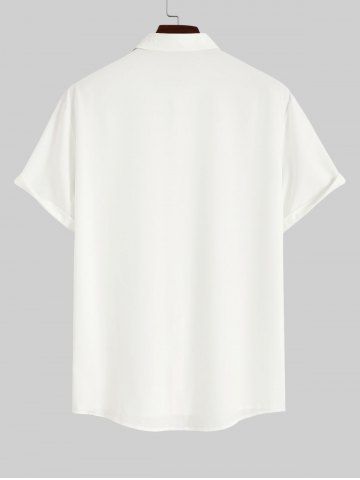 Hawaii Men's Turn-down Collar Watercolor Flower Print Full Buttons Pocket Shirt