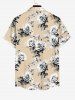 Chemise de Vacances Style Hawaïen Rose Feuille et Fleur Imprimées à Col T-Shirt pour Homme - Champagne S