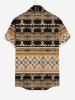 Men's Ethnic Floral Pattern Print Buttons Pocket Shirt -  